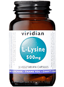 Viridian L-Lysine 500mg Veg Caps 30 size #030