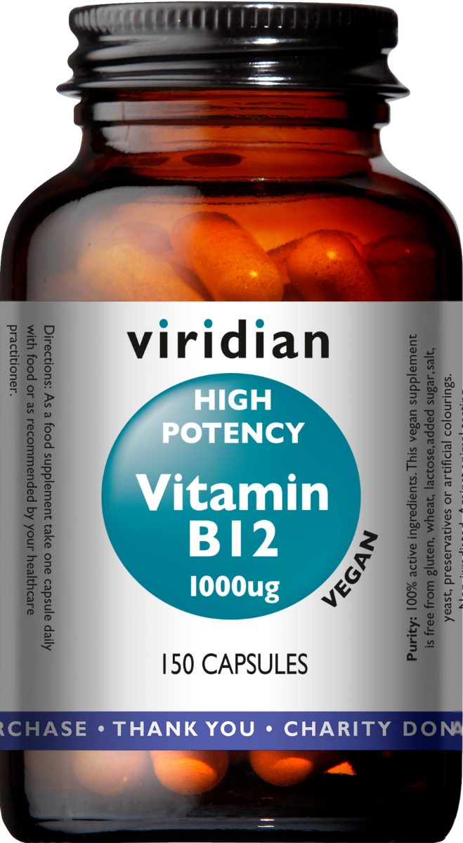 Viridian Vitamin B12 1000ug (High Potency) Veg Caps 150 size #201