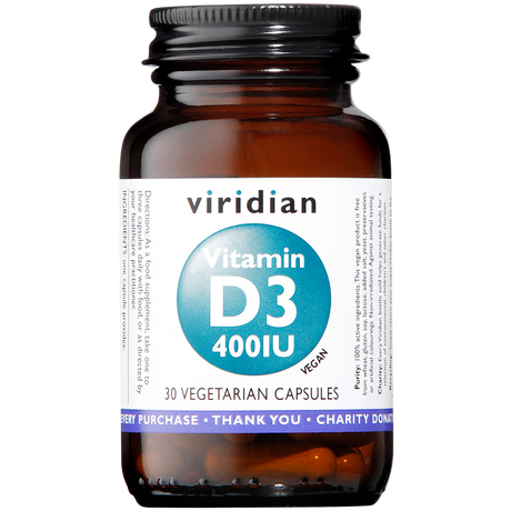 Viridian Vitamin D3 400iu Veg Caps 30 size #268