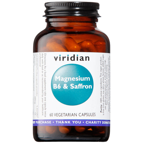 Viridian Magnesium, B6 & Saffron Veg Caps 60 size #334