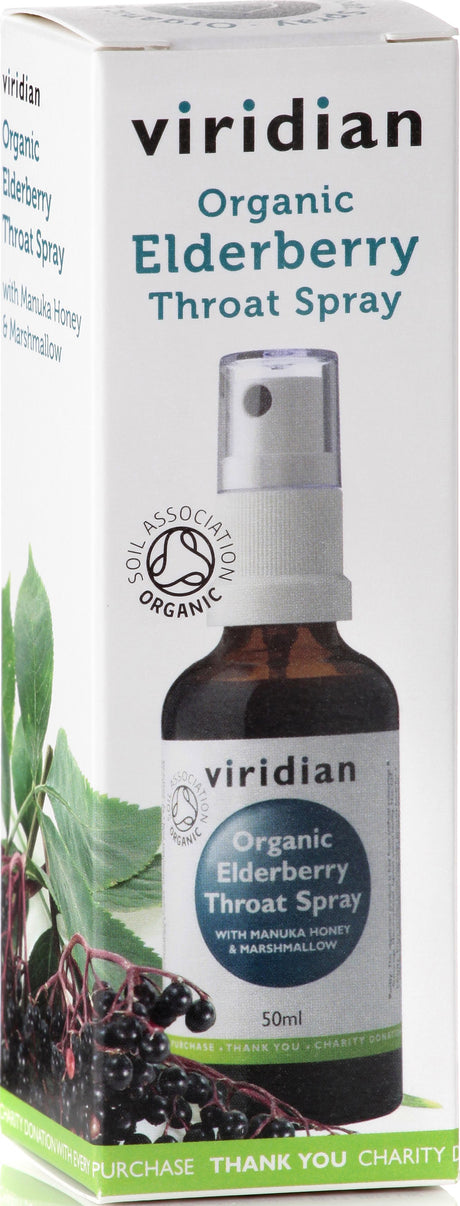 Viridian Elderberry Throat Spray NV (Organic) 50ml size #629