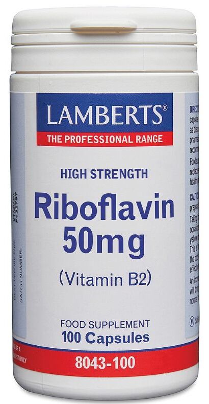 Lamberts Riboflavin 50 mg (Vit B2) 100 Capsules # 8043