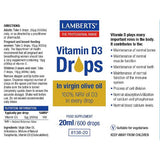 Lamberts Vitamin D3 Drops (100% NRV of D3 in every drop) 20ml # 8138