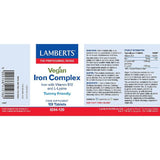 Lamberts Vegan Iron Complex (Vitamin B12 and L-Lysine) 120 Tablets #8244