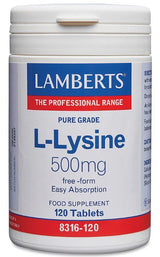 Lamberts L-Lysine 500mg (120 Tablets) # 8316