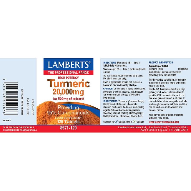 Lamberts Turmeric 20,000mg Extract ( 120 Tablets ) # 8571