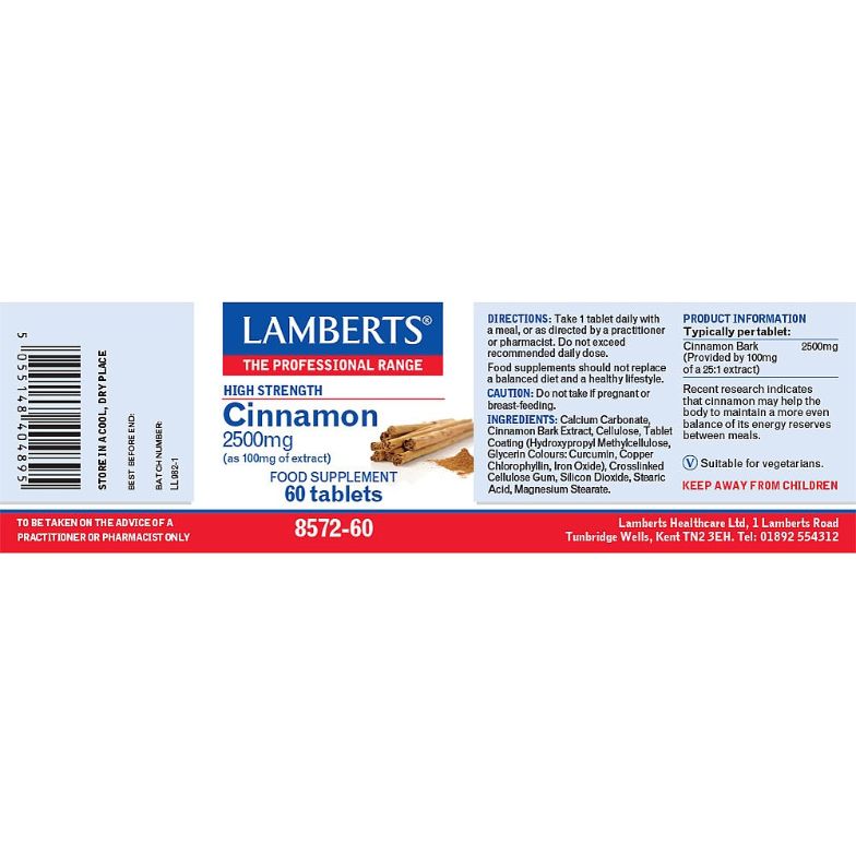 Lamberts Cinnamon 2500mg ( 60 Tablets) # 8572