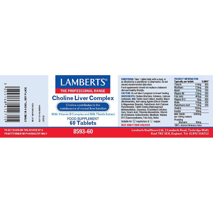 Lamberts Choline Liver Complex ( 60 Tablets ) # 8593