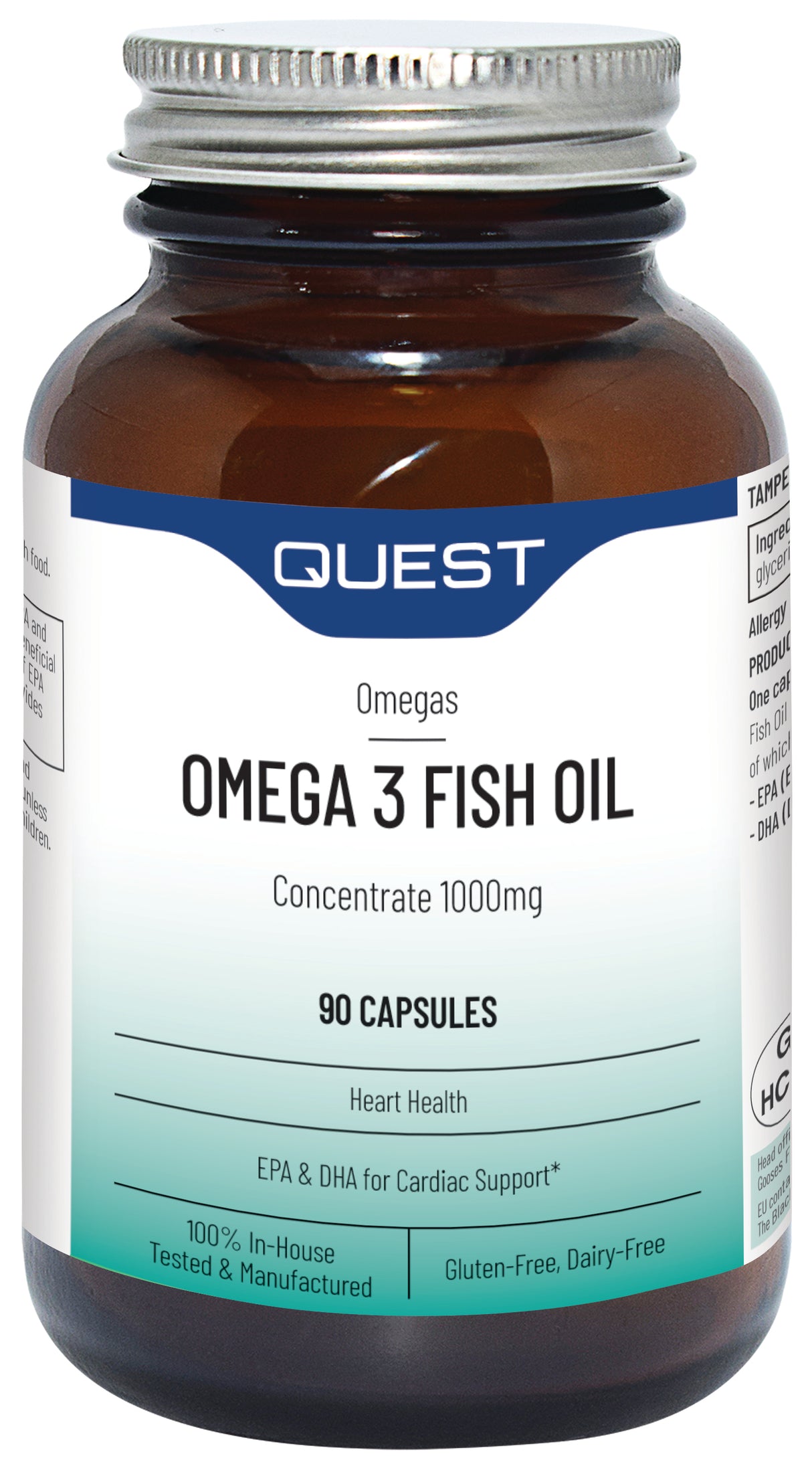 Quest Vitamins - Omega 3 Fish Oil Concentrate 1000mg (90 Capsules)