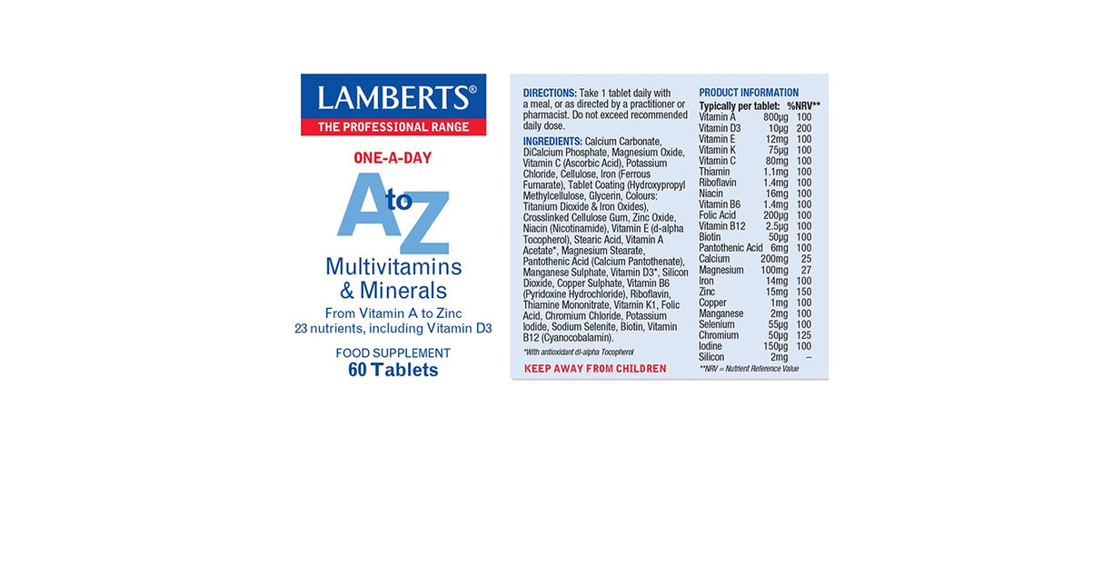 Lamberts A-Z Multi - Multivitamins & Minerals One-a-day (60 Tablets) # 8429