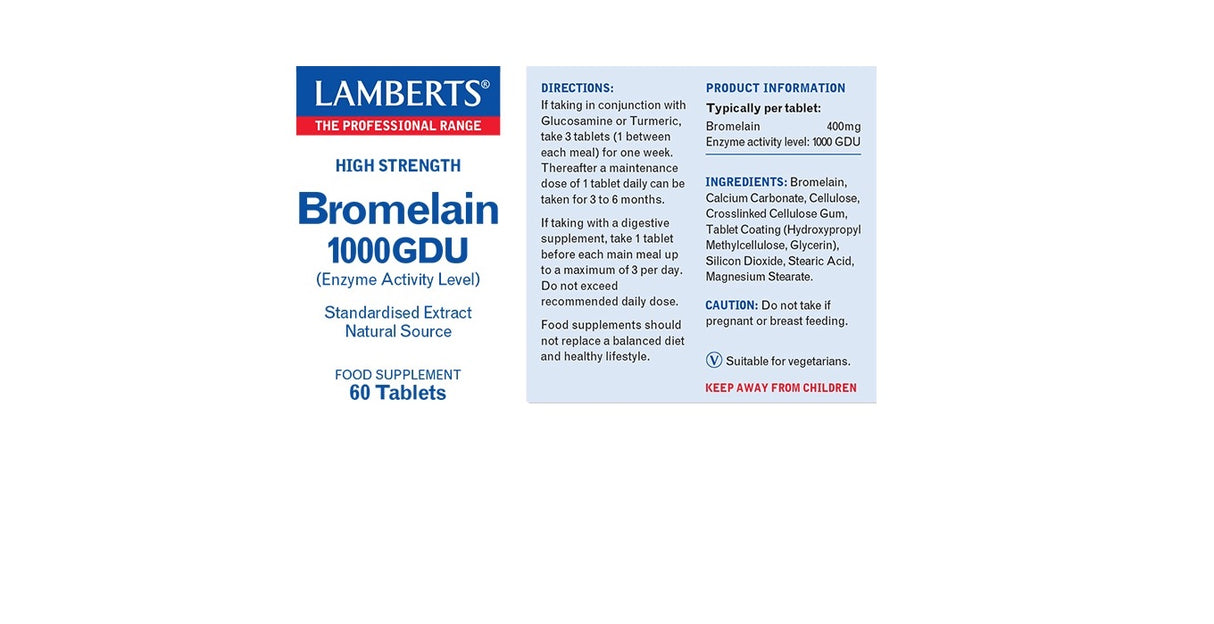 Lamberts Bromelain (1000GDU) 60 Tablets # 8520