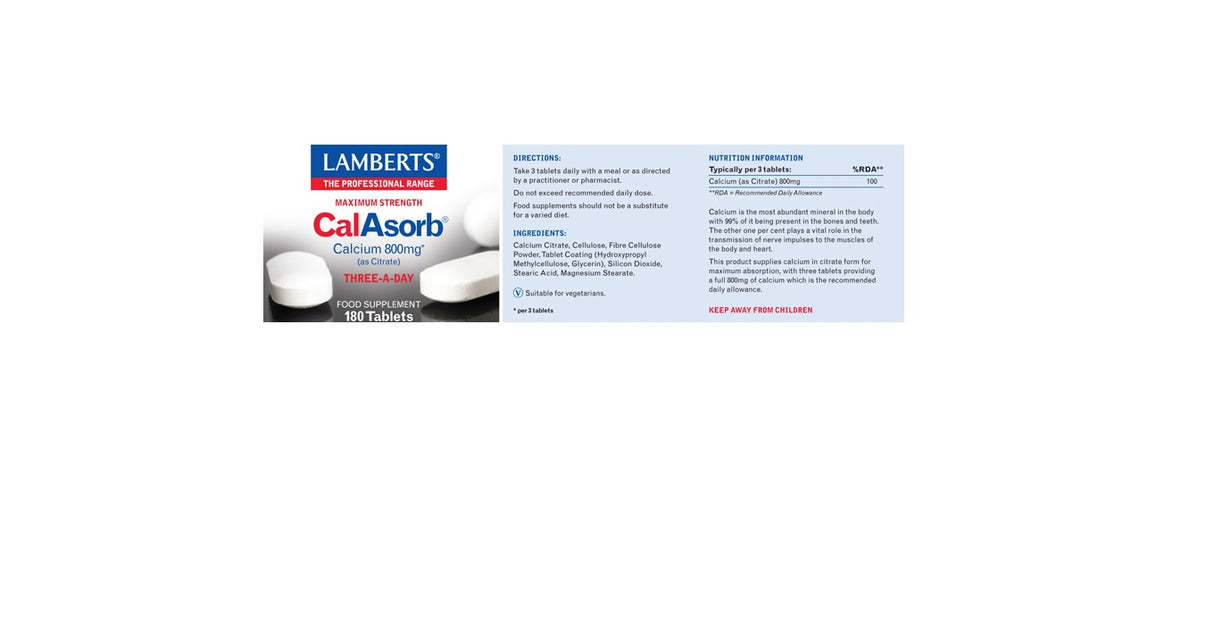 Lamberts CalAsorb - Calcium 800mg (60 Tablets) # 8238