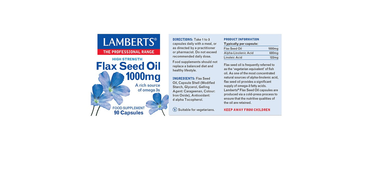 Lamberts Flax Seed Oil 1000mg (90 Capsules) # 8495