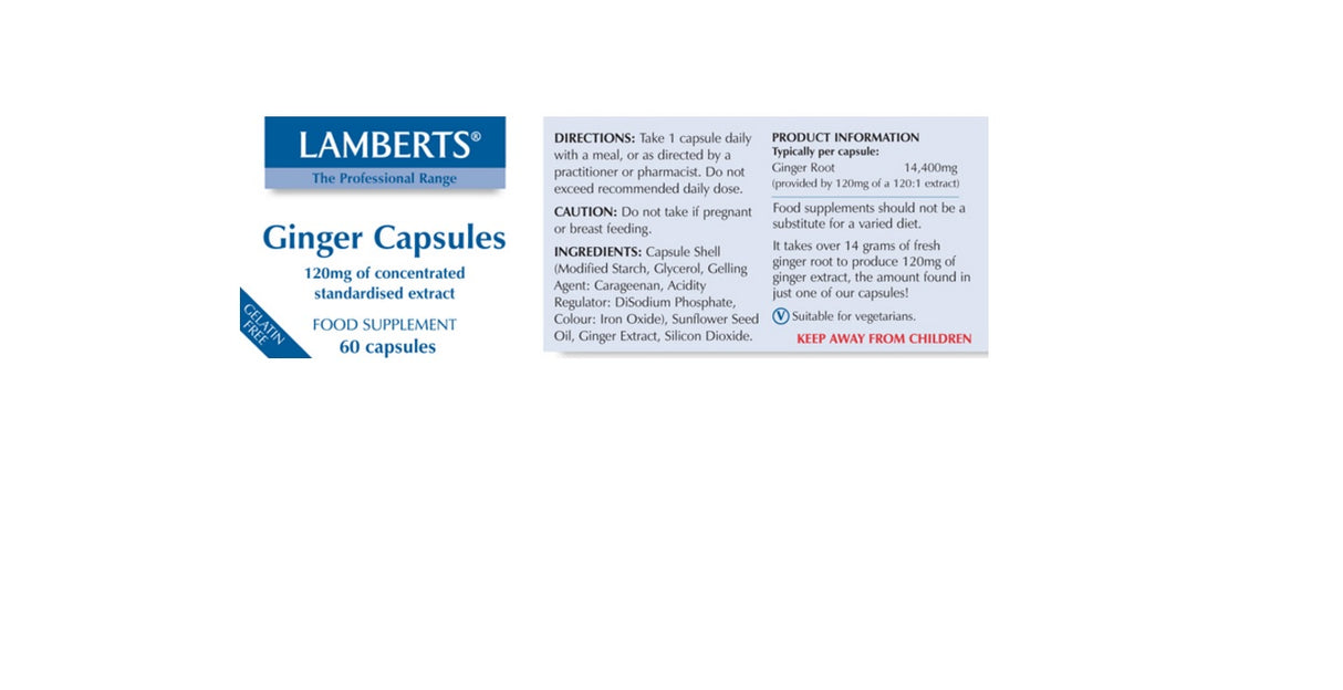 Lamberts Ginger Capsules 12,000mg Extract (60 Capsules) # 8565