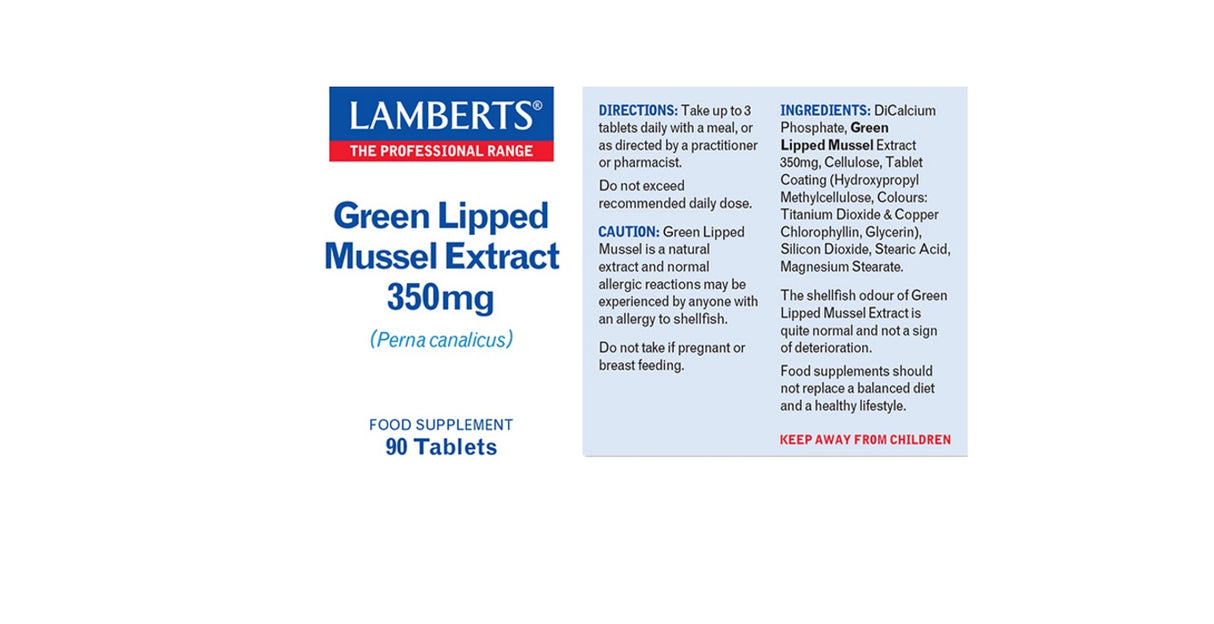 Lamberts Green Lipped Mussel Extract 350mg (90 Tablets) # 8509