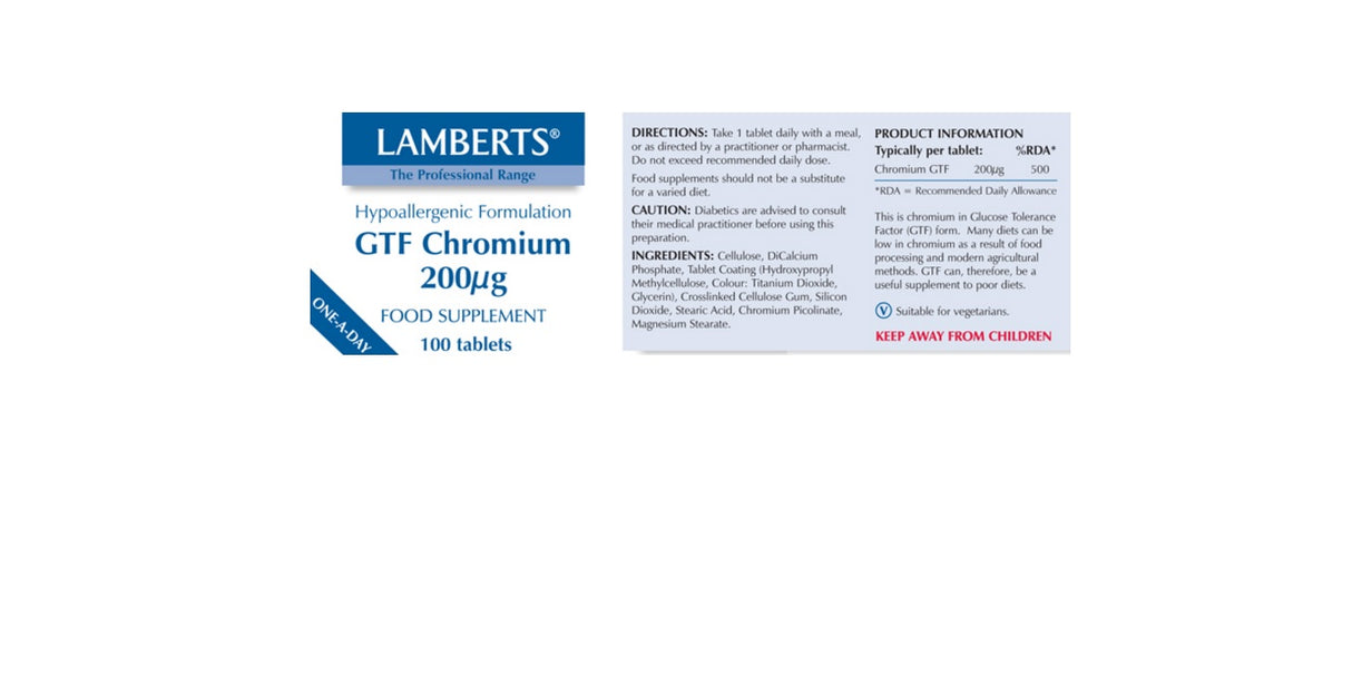 Lamberts GTF Chromium 200mg ( 60 tablets) #8236