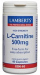 Lamberts L-Carnitine 500mg  (60 Capsules) # 8306