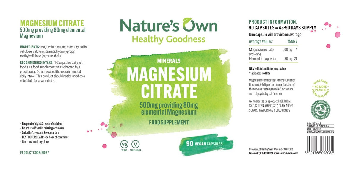 Nature's Own Magnesium Citrate | 500mg - 90 Capsules