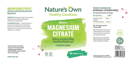 Nature's Own Magnesium Citrate | 500mg - 90 Capsules