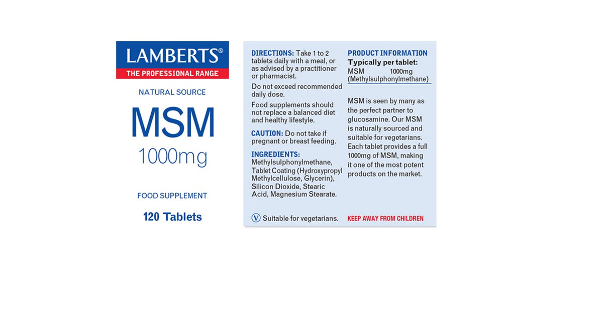 Lamberts MSM 1000mg (120 Tablets) # 8517