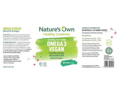 Nature's Own Omega 3 Vegan - 60 Capsules