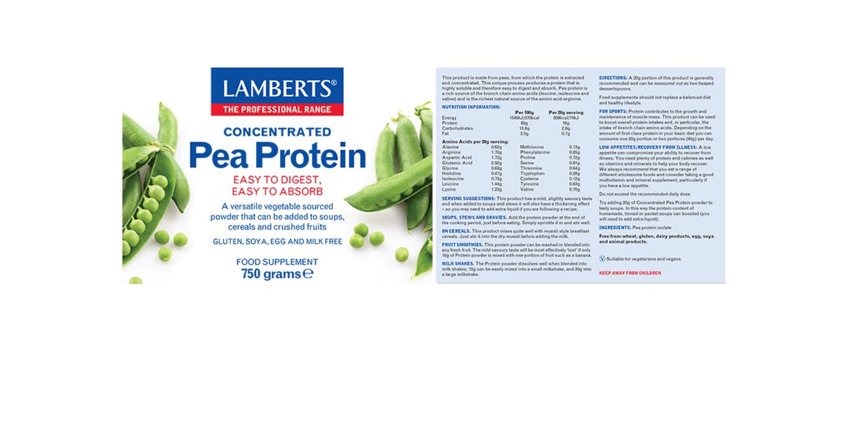 Lamberts Pea Protein (750 Grams) powder # 8333