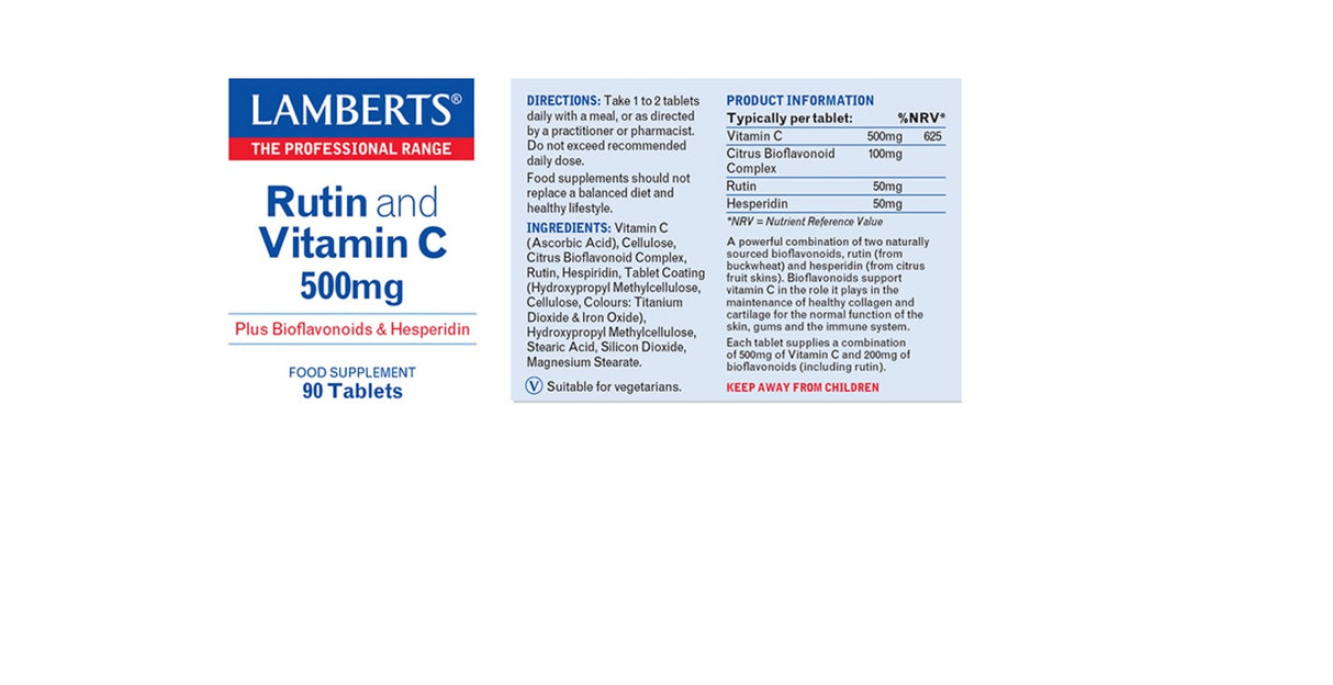 Lamberts Rutin & Vitamin C 500mg (90 Tablets) # 8123