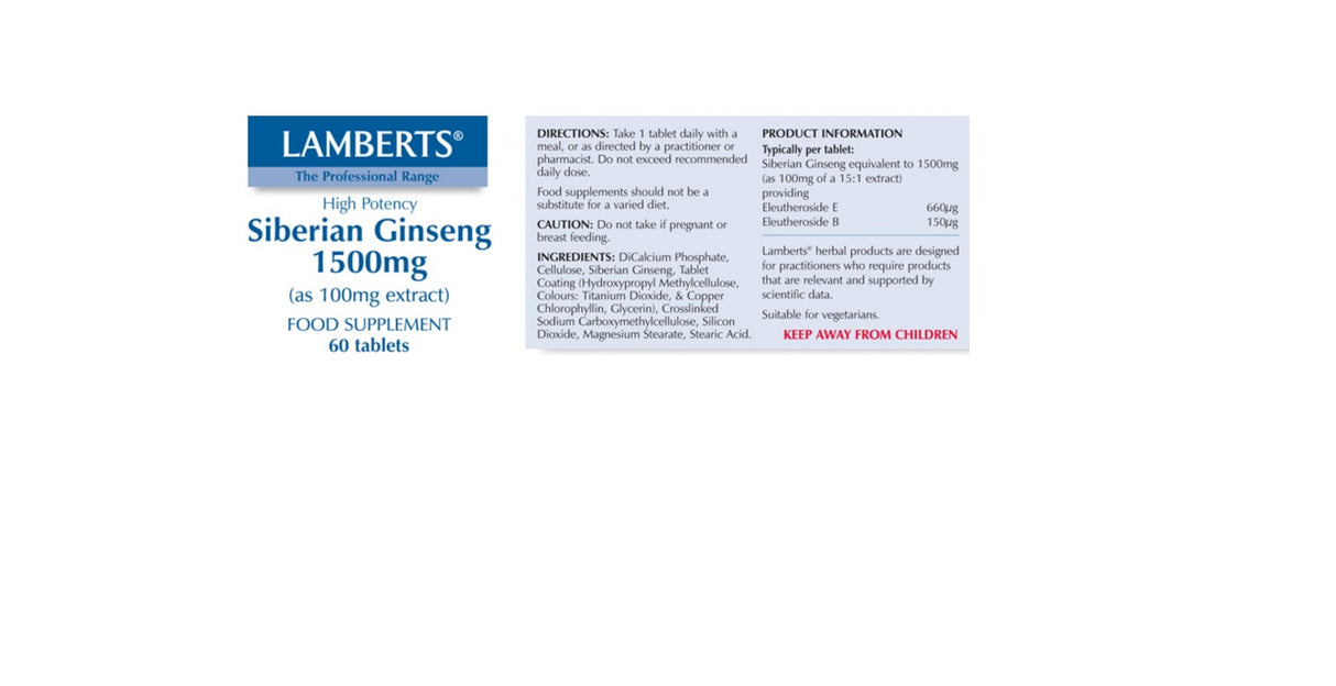 Lamberts Siberian Ginseng 1500mg (60 Tablets) # 8560