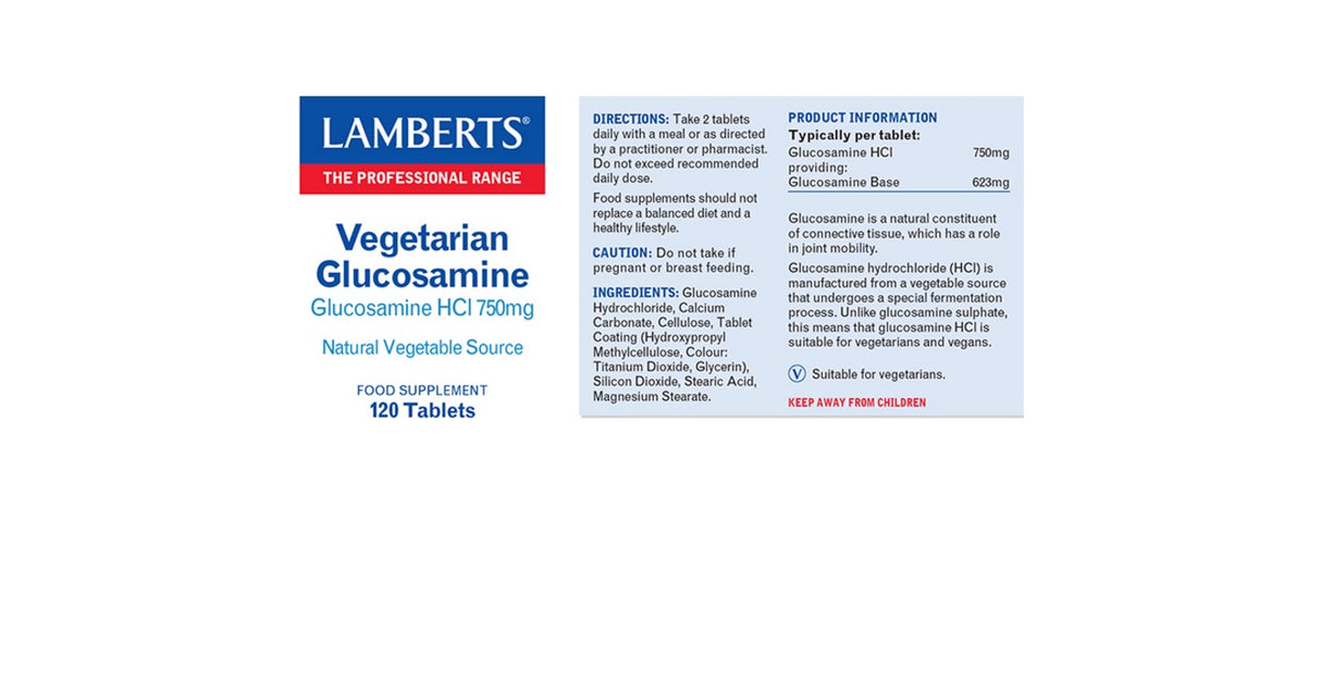 Lamberts Vegetarian Glucosamine HCl 660mg (120 Tablets) # 8514