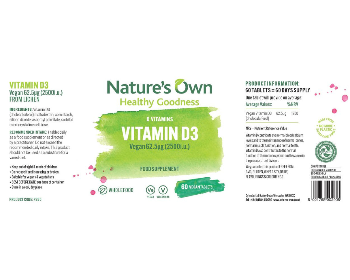 Nature's Own Vitamin D3 - 60 tablets